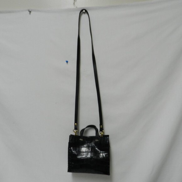 Clare V. Simple Tote Bebe Black Croc-Embossed Leather Mini Crossbody Bag Tote - Picture 5 of 14